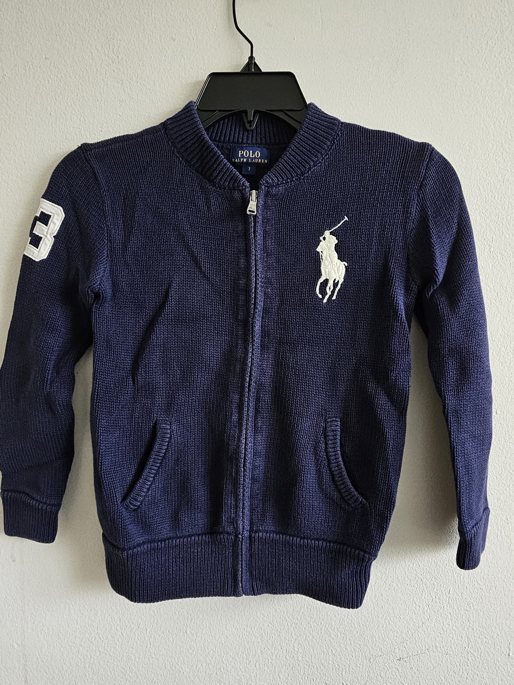 Ralph Lauren Navy Knit Sweater Size 7 100% Cotton